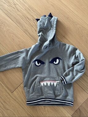Hanna Andersson Grey Hoodie with Navy Monster Details
